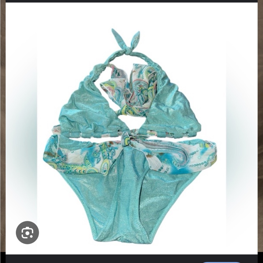beach bunny blue scarf bikini small